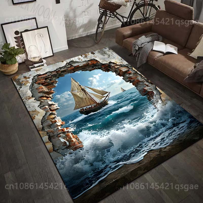 Commercial Wall Printing Machine - Tapis imprimé avec motif de bateau